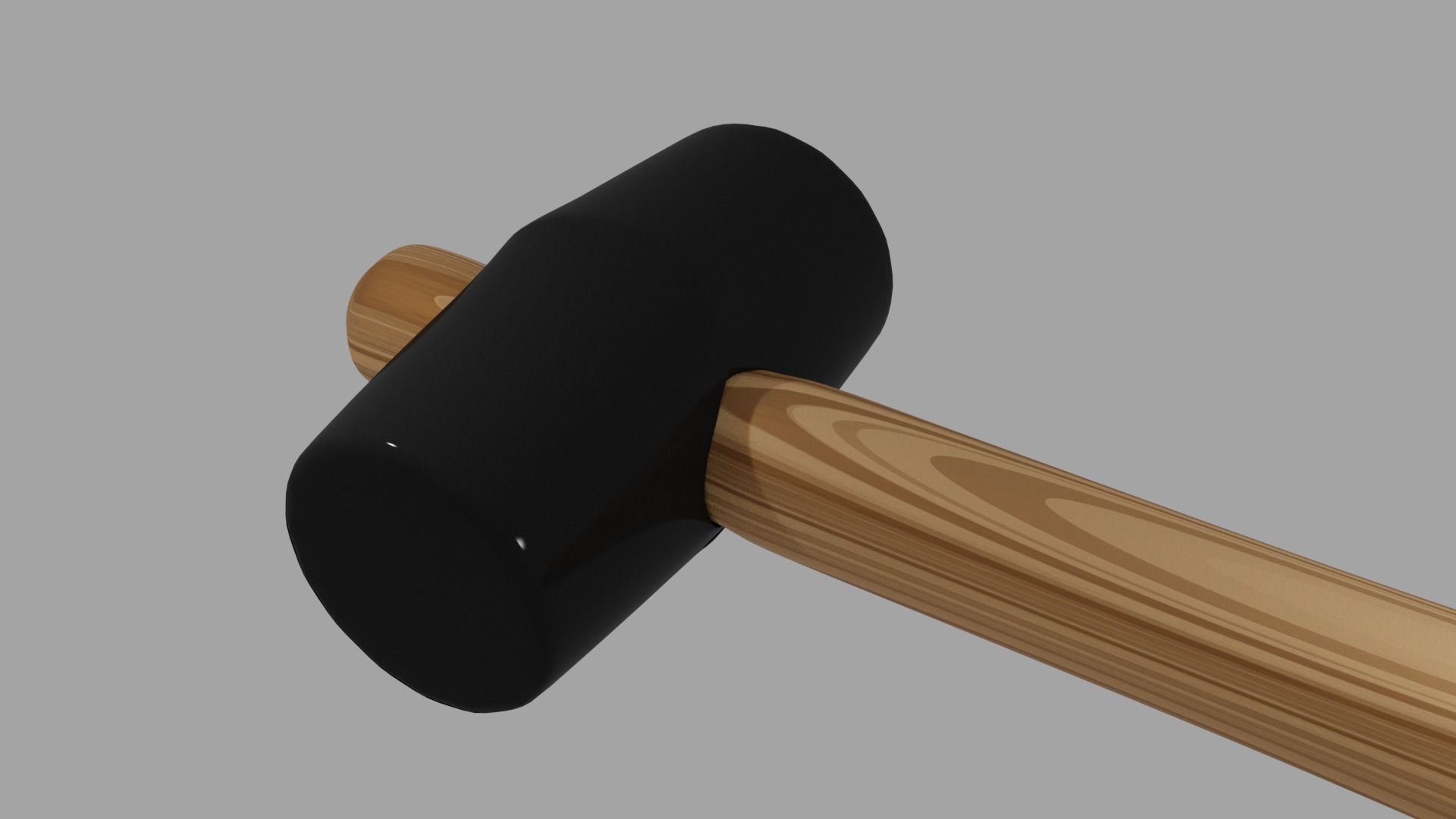 Mallet wooden hammer with handle Low-poly 3D model_2