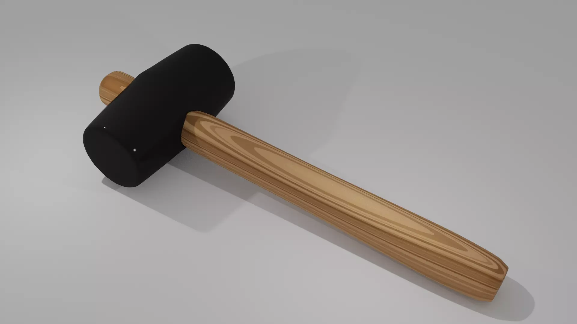 Mallet wooden hammer with handle Low-poly 3D model_0