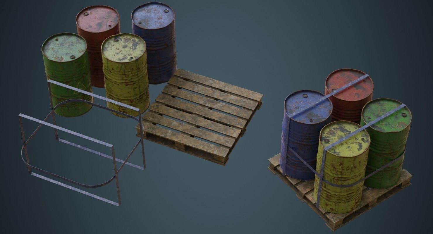 Barrel 1C Low-poly 3D model_1