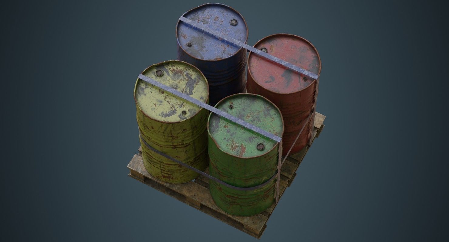 Barrel 1C Low-poly 3D model_5