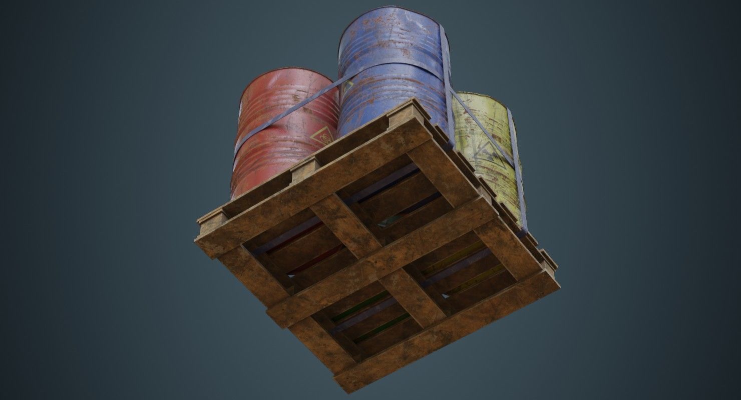 Barrel 1C Low-poly 3D model_7