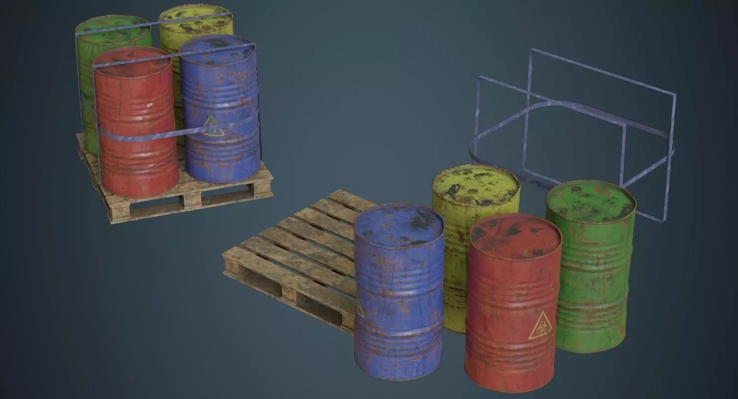 Barrel 1C Low-poly 3D model_0