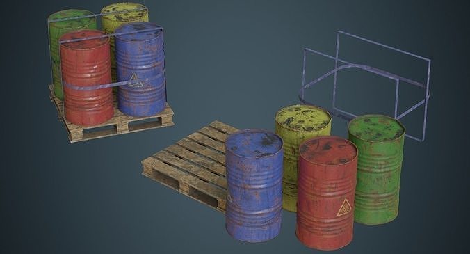 Barrel 1C Low-poly 3D model