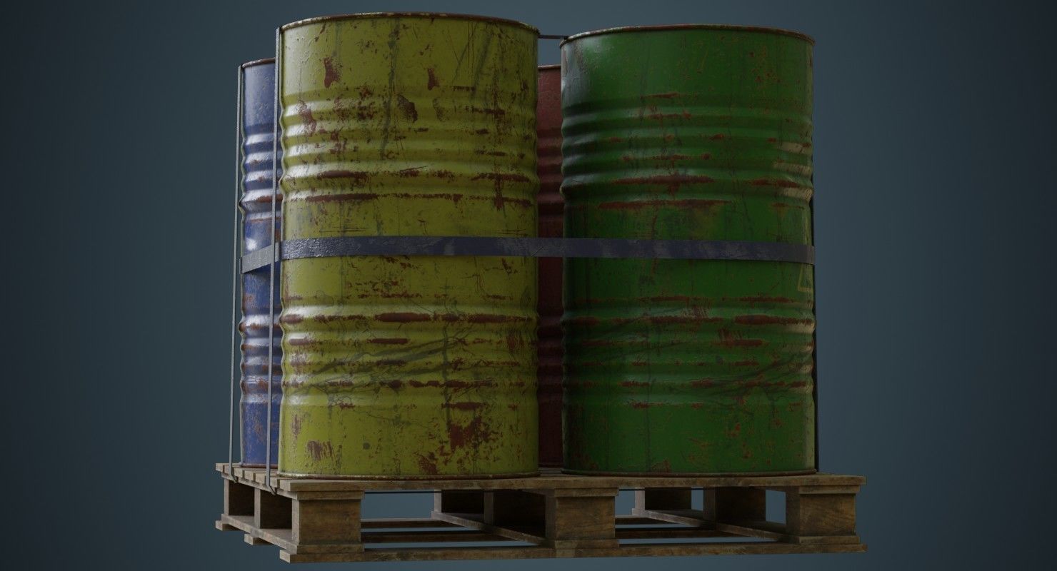 Barrel 1C Low-poly 3D model_6