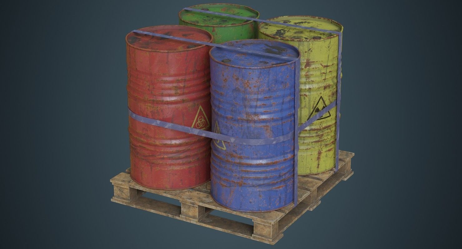 Barrel 1C Low-poly 3D model_3