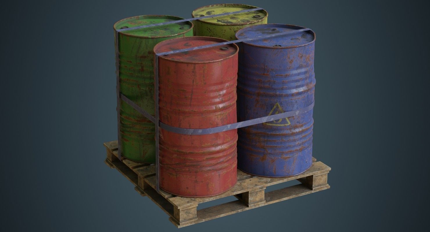Barrel 1C Low-poly 3D model_4