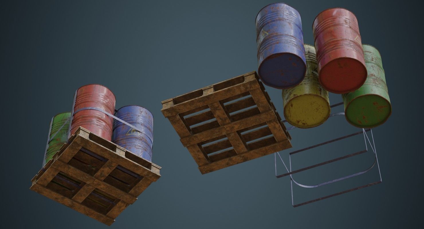 Barrel 1C Low-poly 3D model_2