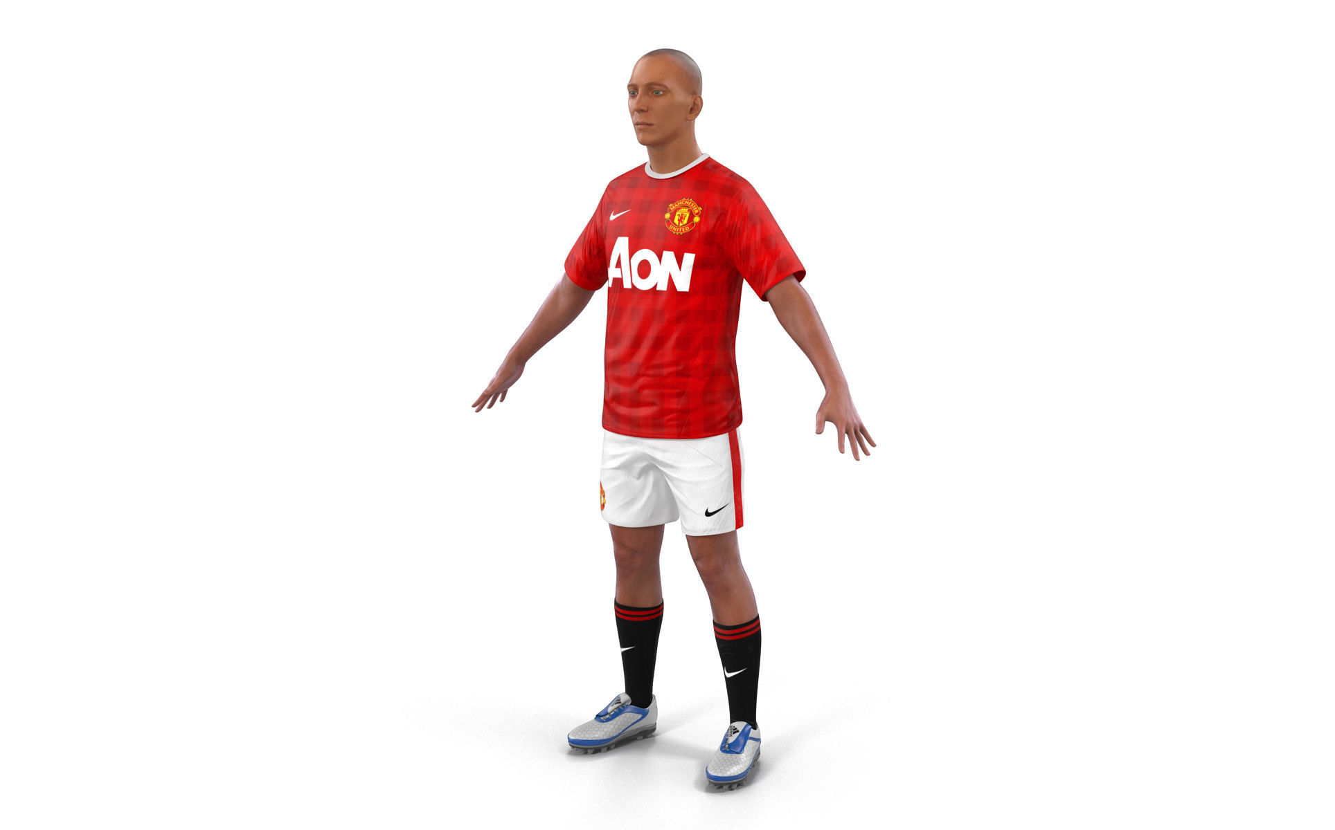 Soccer Player Manchester United Rigged 2 for Maya 3D model_12