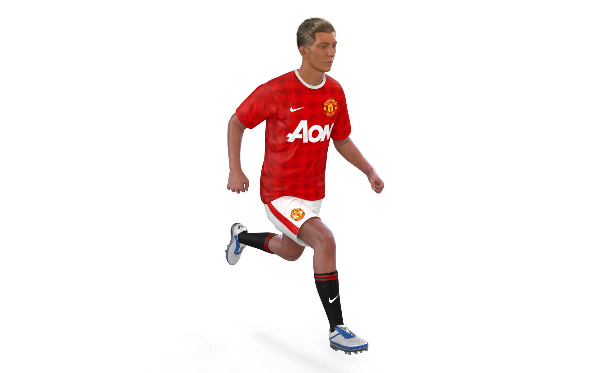 Soccer Player Manchester United Rigged 2 for Maya 3D model_1