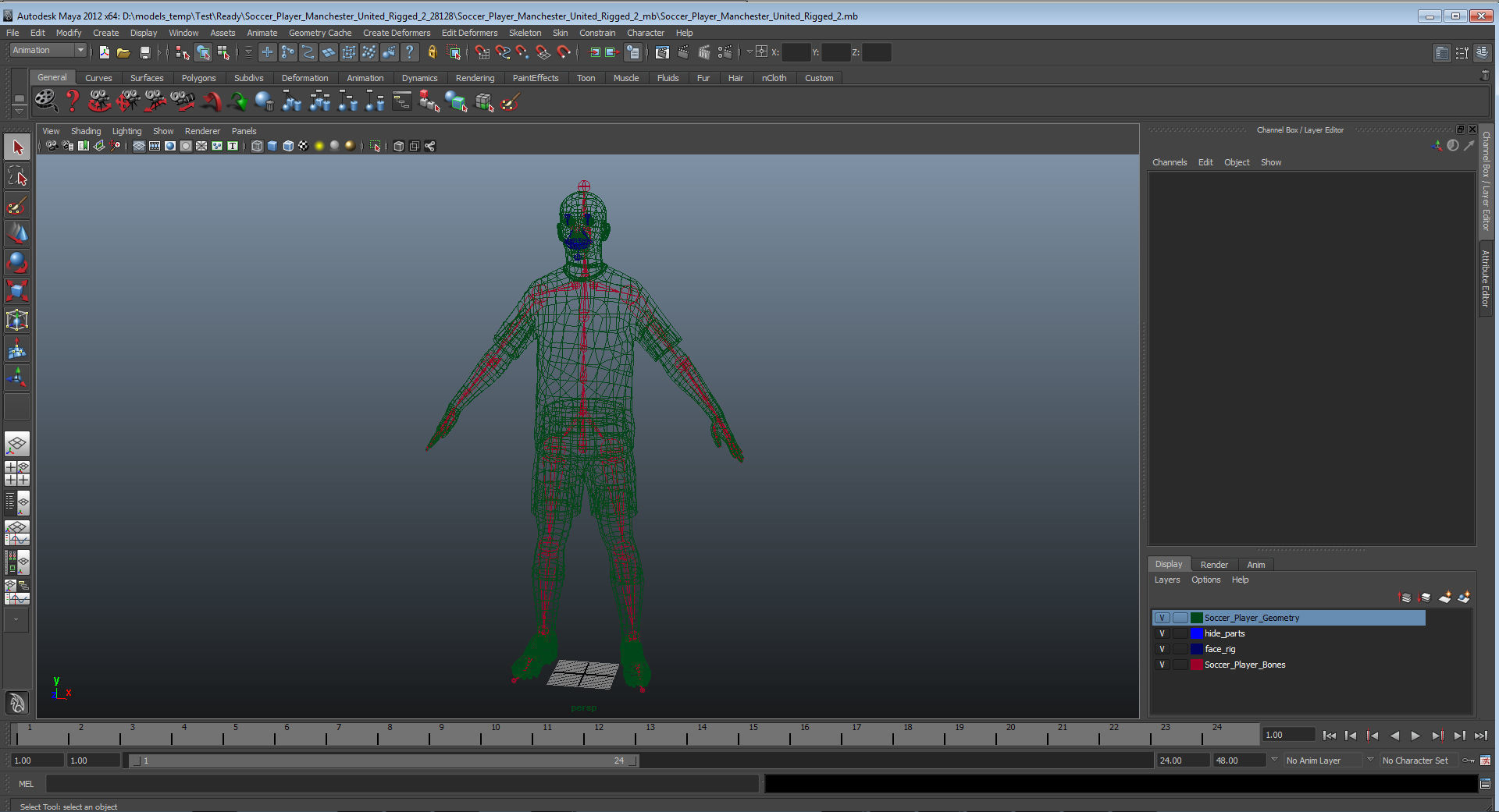 Soccer Player Manchester United Rigged 2 for Maya 3D model_29