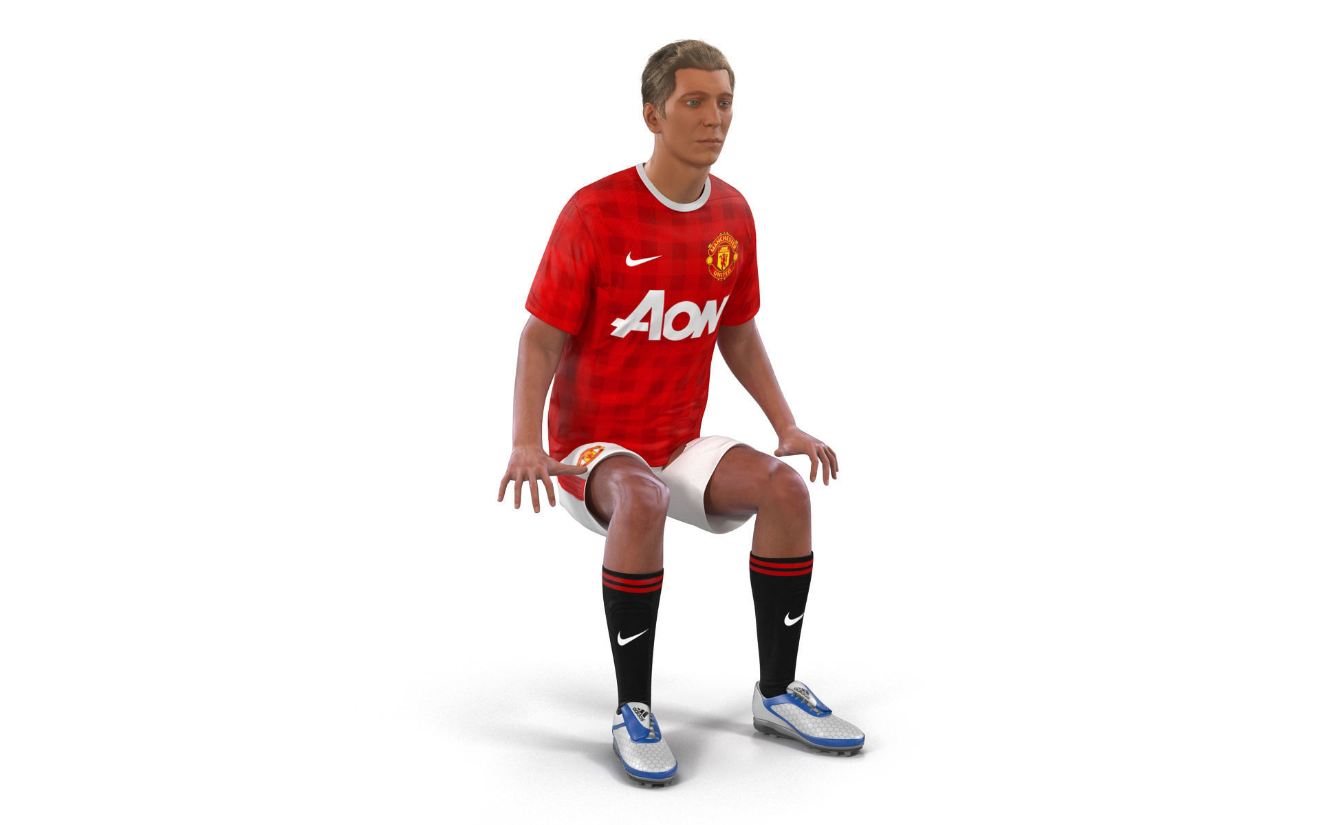 Soccer Player Manchester United Rigged 2 for Maya 3D model_4