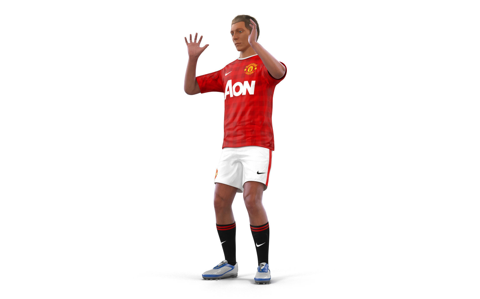 Soccer Player Manchester United Rigged 2 for Maya 3D model_3