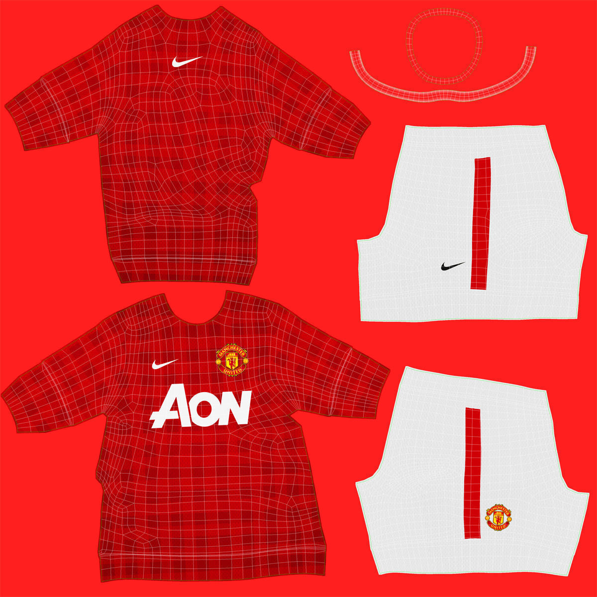 Soccer Player Manchester United Rigged 2 for Maya 3D model_34