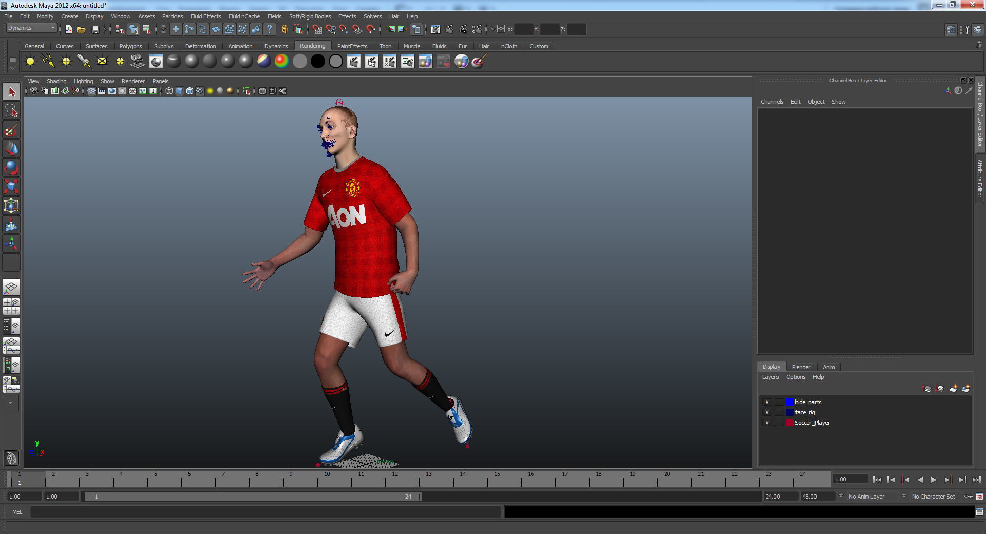 Soccer Player Manchester United Rigged 2 for Maya 3D model_31