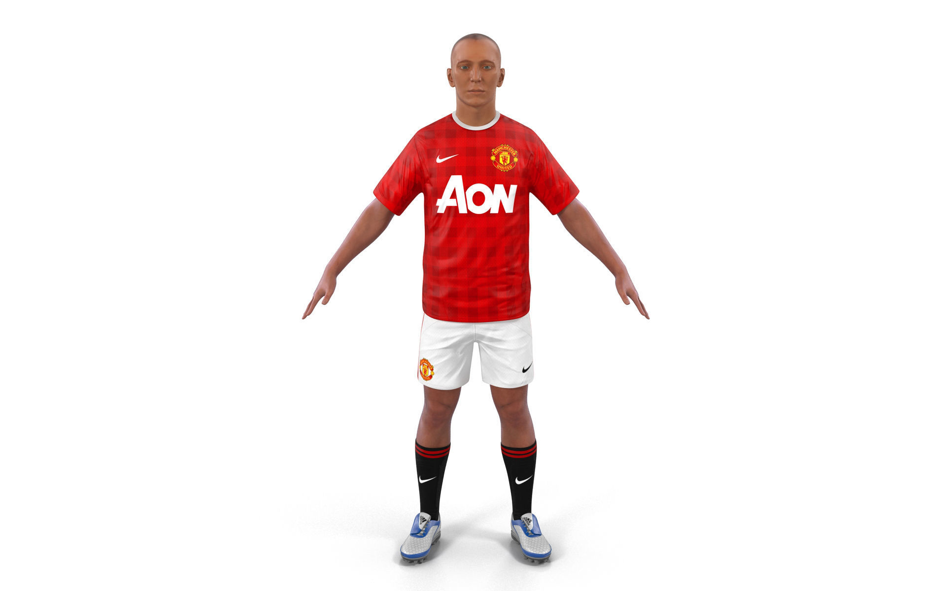 Soccer Player Manchester United Rigged 2 for Maya 3D model_6