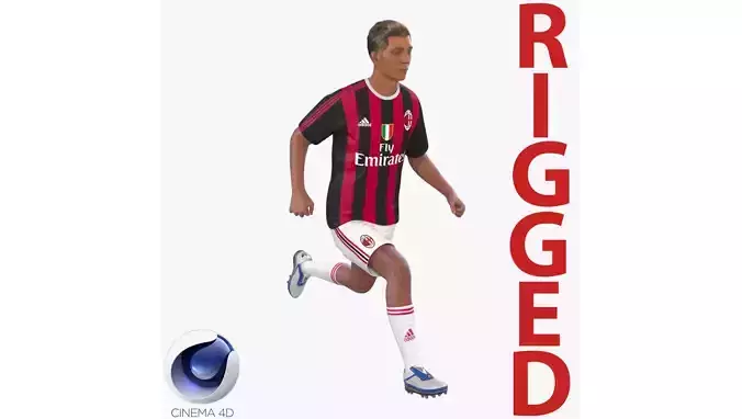 Soccer Player Milan Rigged 2 for Cinema 4D 3D model