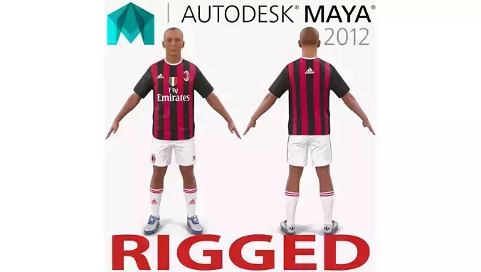 Soccer Player Milan Rigged 2 for Maya