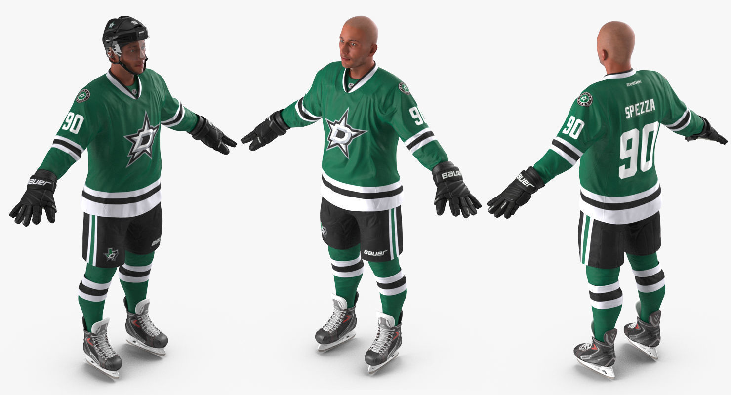 Hockey Player Stars Rigged for Cinema 4D 3D model_6