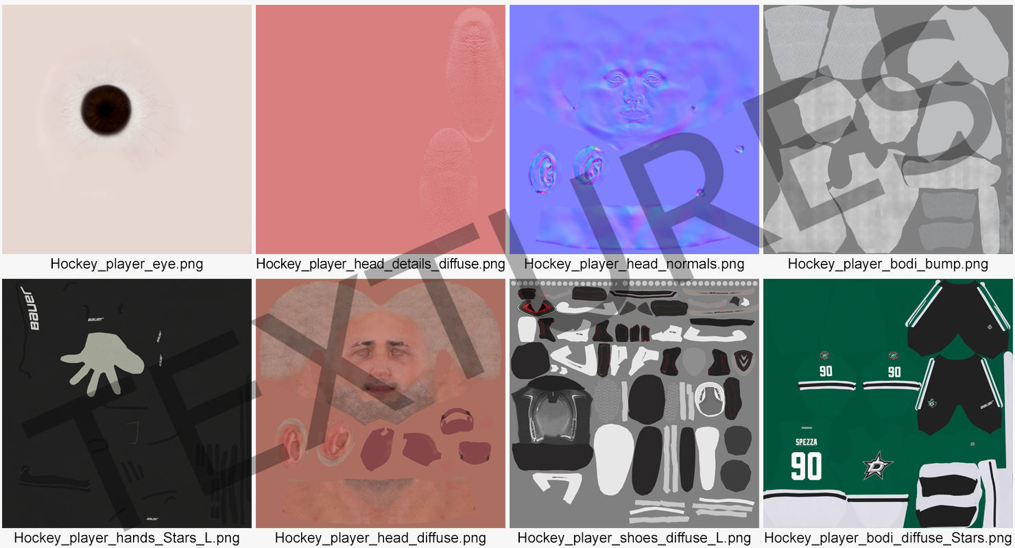 Hockey Player Stars Rigged for Cinema 4D 3D model_34