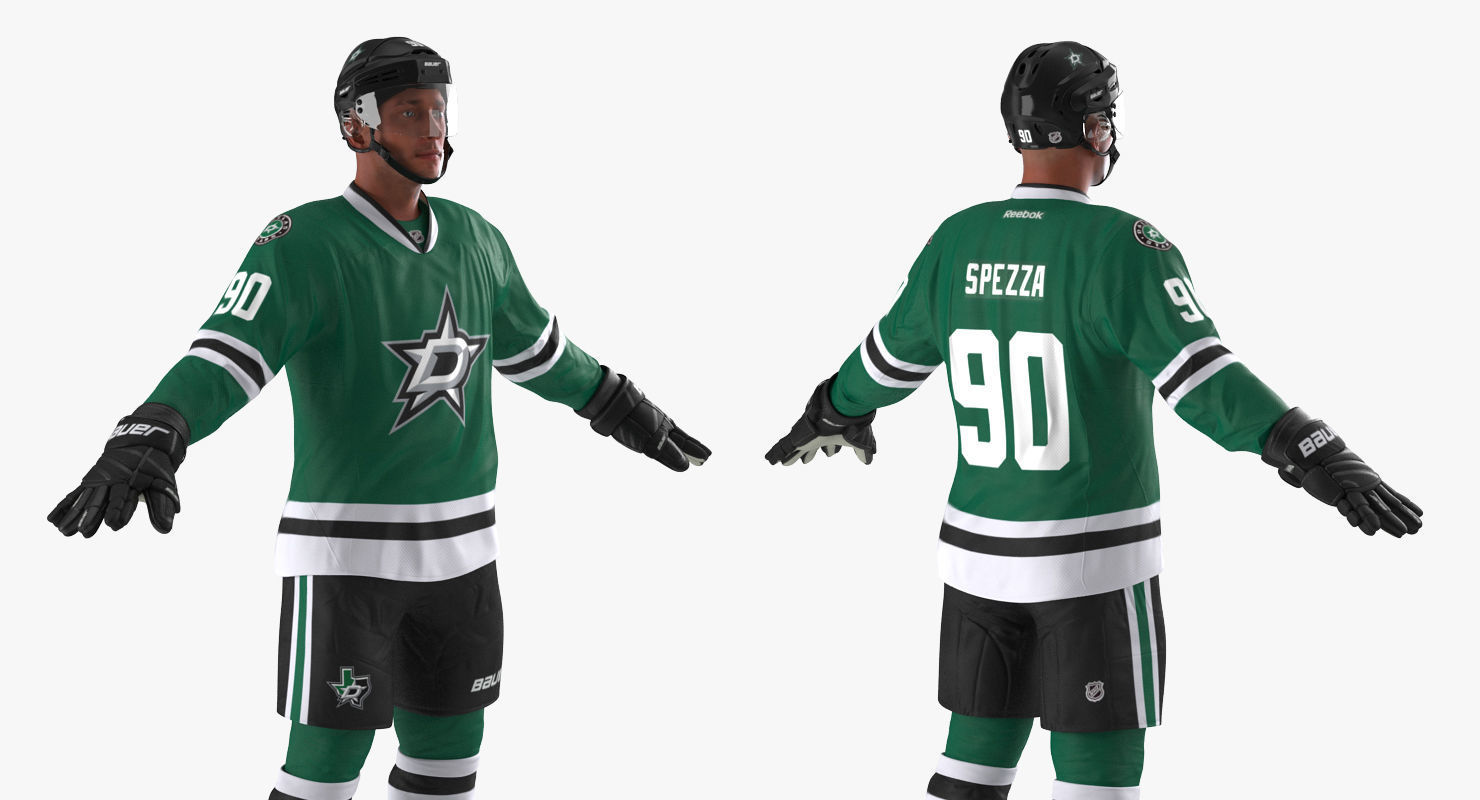 Hockey Player Stars Rigged for Cinema 4D 3D model_9