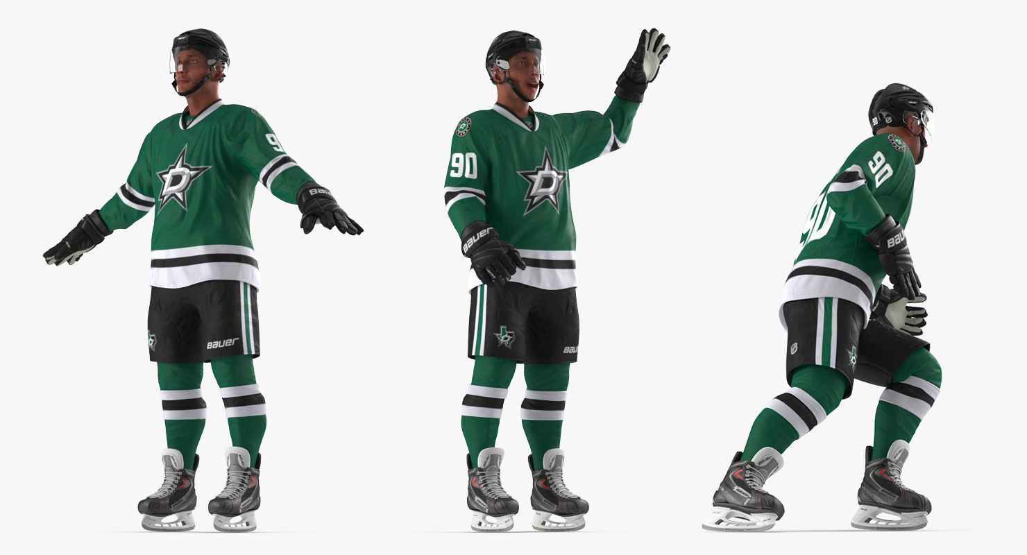 Hockey Player Stars Rigged for Cinema 4D 3D model_5