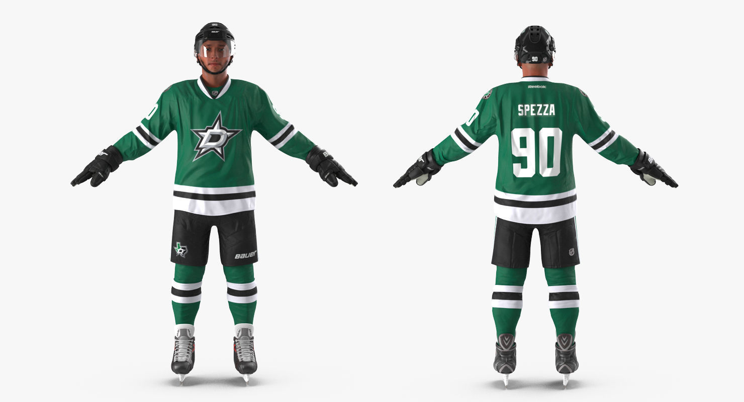 Hockey Player Stars Rigged for Cinema 4D 3D model_7