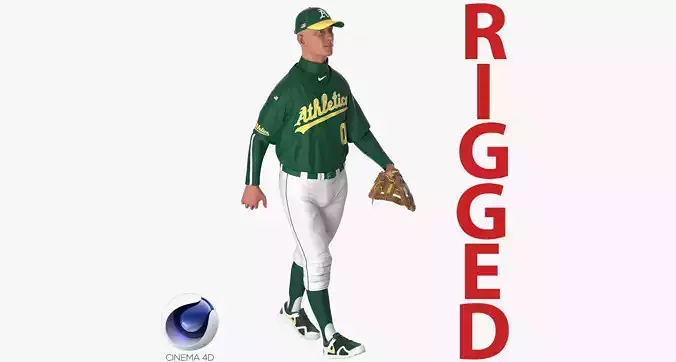 Baseball Player Rigged Athletics for Cinema 4D