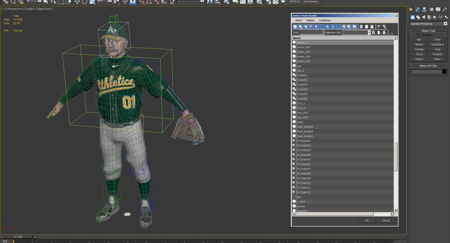 Baseball Player Rigged Athletics for Cinema 4D 3D model_22
