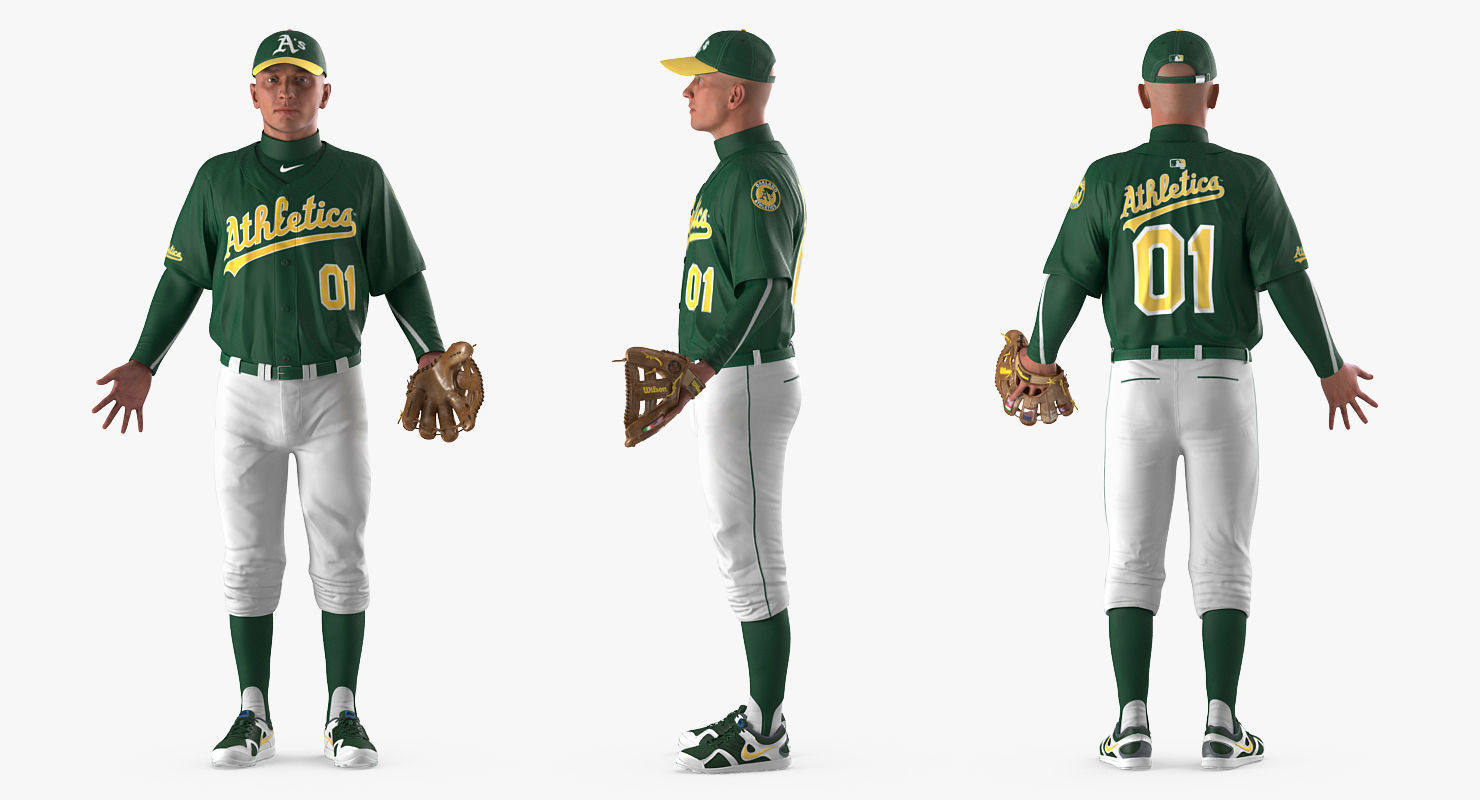 Baseball Player Rigged Athletics for Cinema 4D 3D model_5