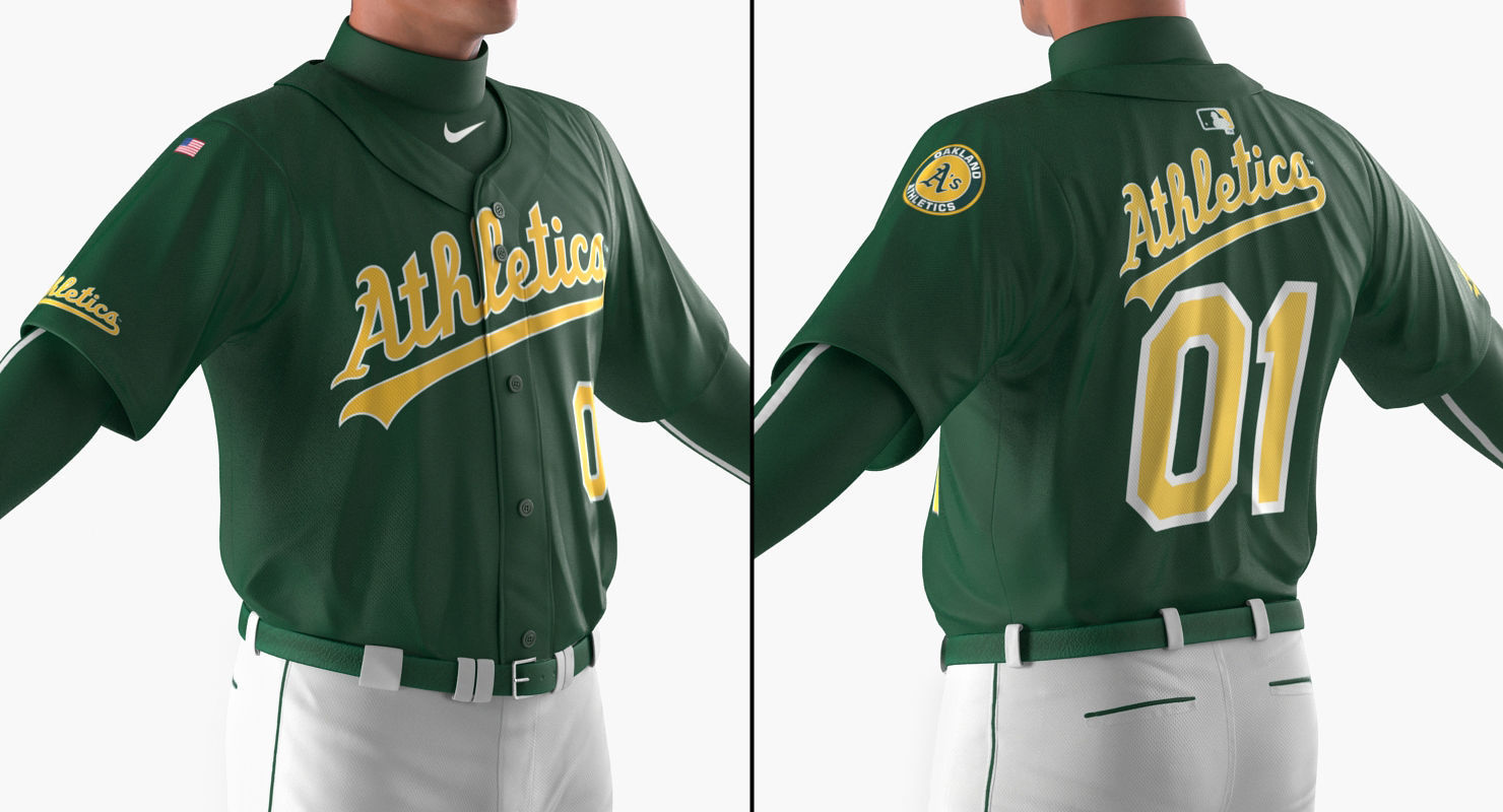 Baseball Player Rigged Athletics for Maya 3D model_4