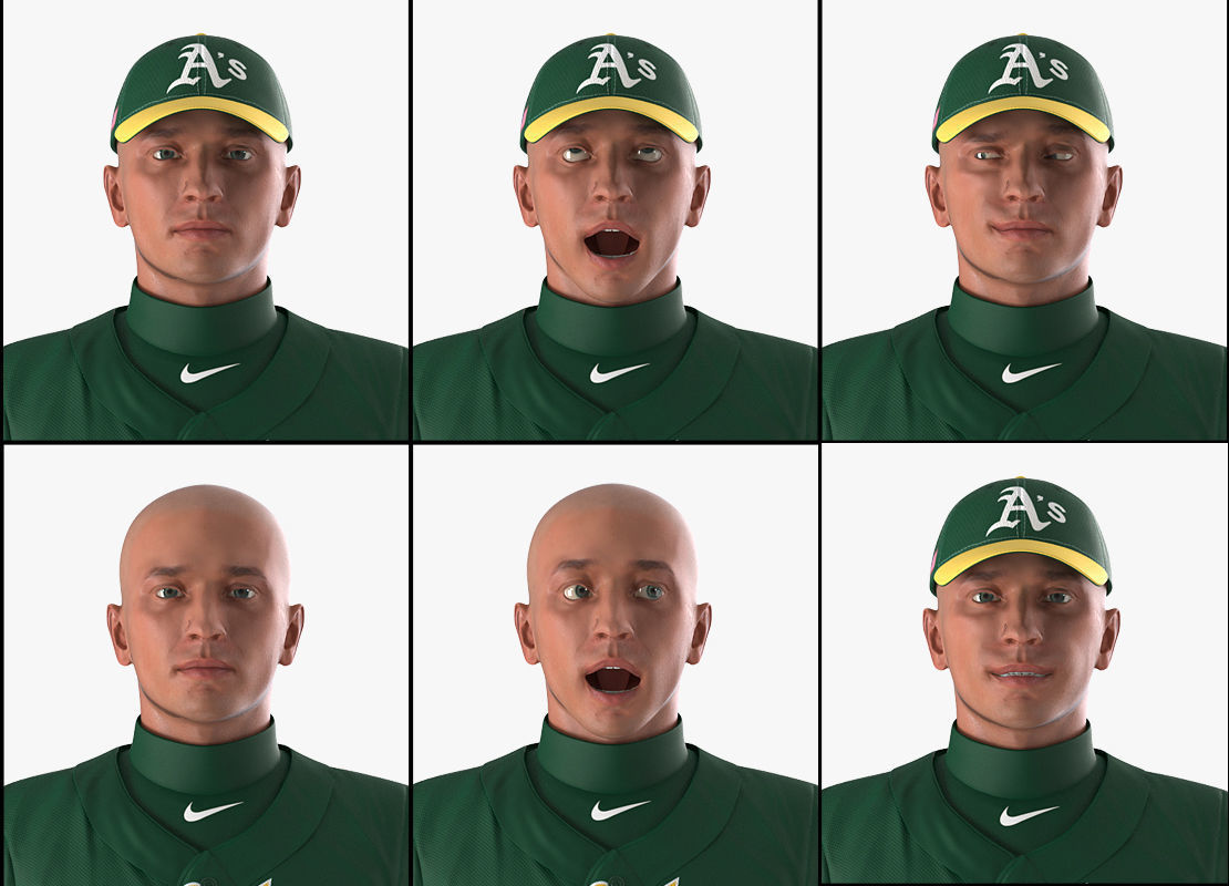 Baseball Player Rigged Athletics for Maya 3D model_6