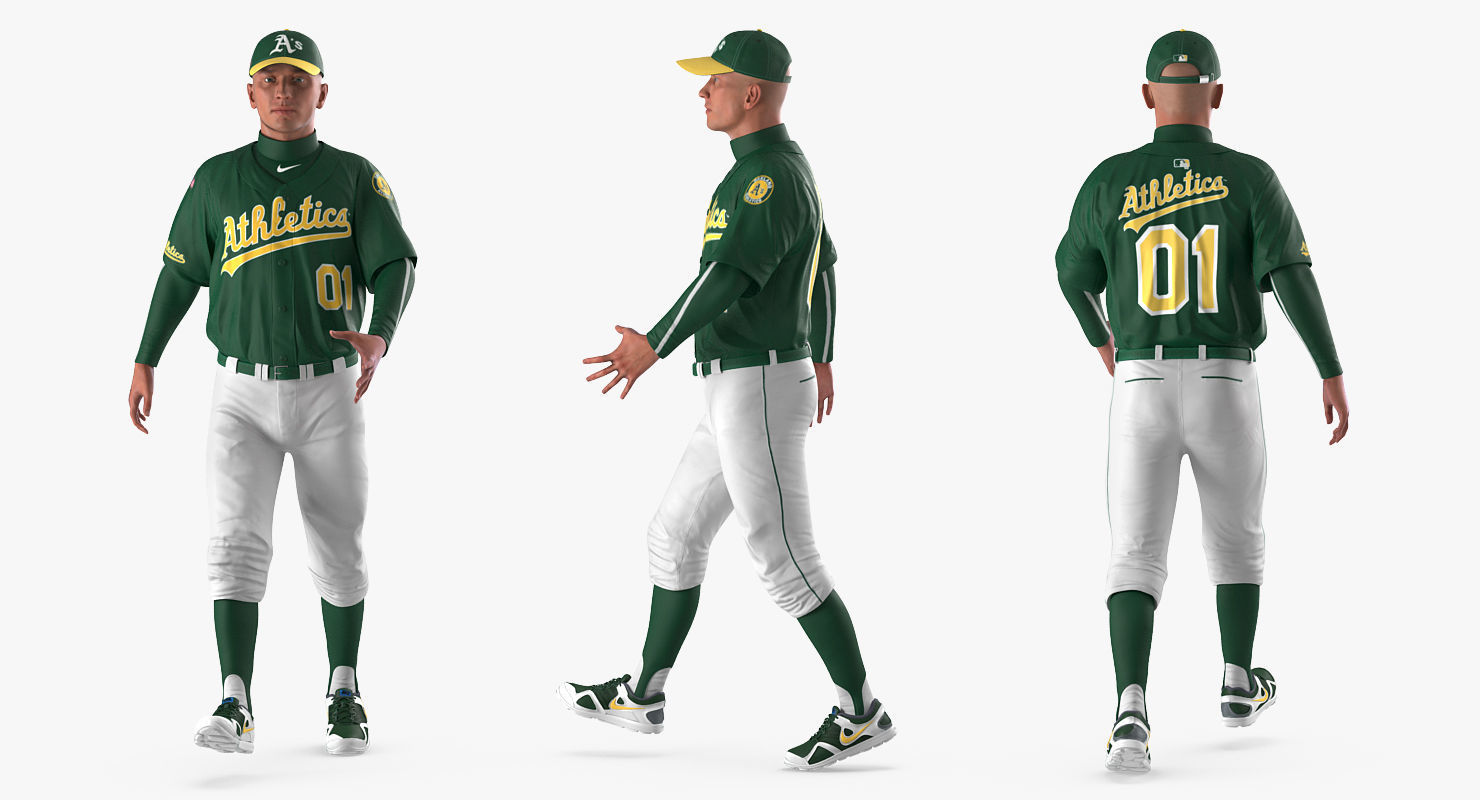 Baseball Player Athletics 2 Rigged for Cinema 4D 3D model_6