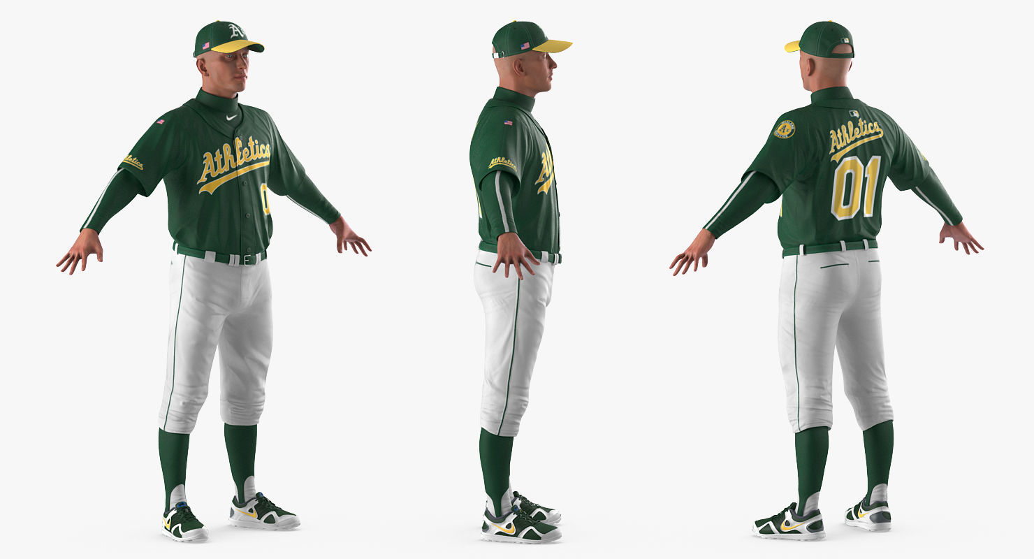 Baseball Player Athletics 2 Rigged for Maya 3D model_3