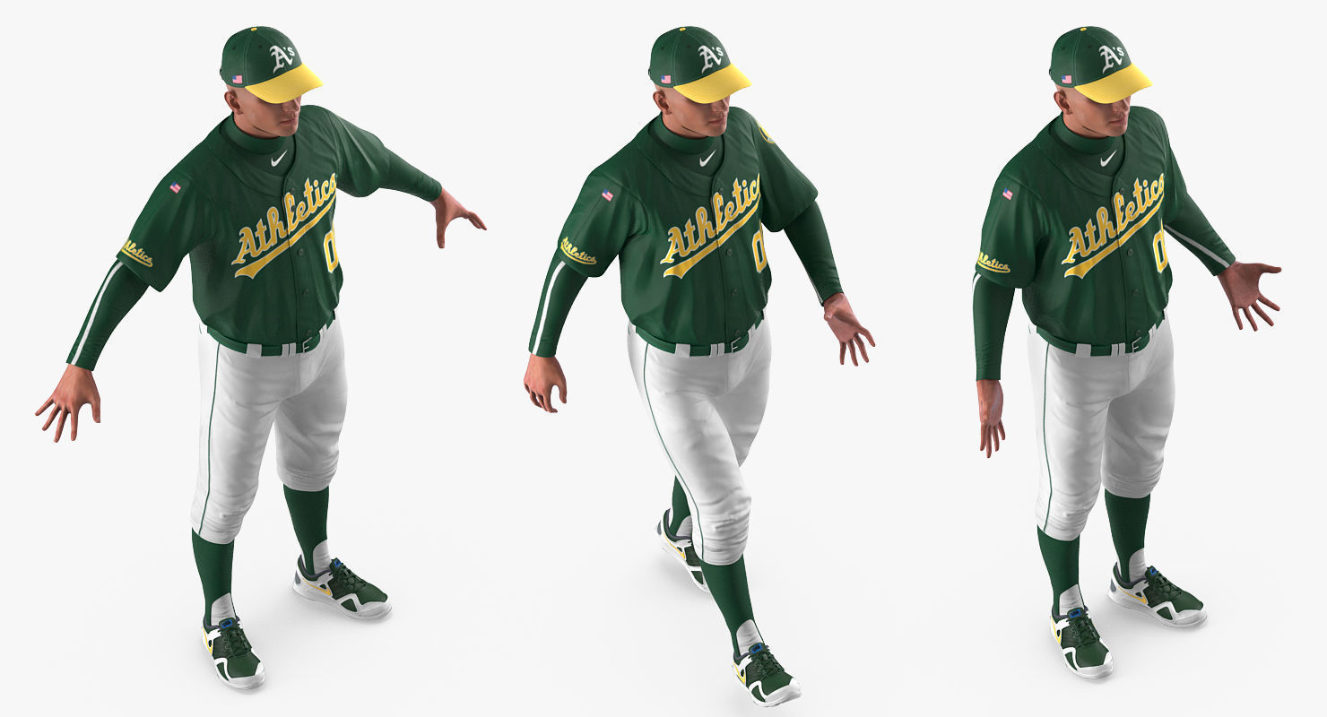 Baseball Player Athletics 2 Rigged for Maya 3D model_9