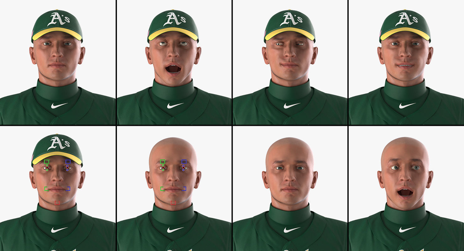 Baseball Player Athletics 2 Rigged for Maya 3D model_6