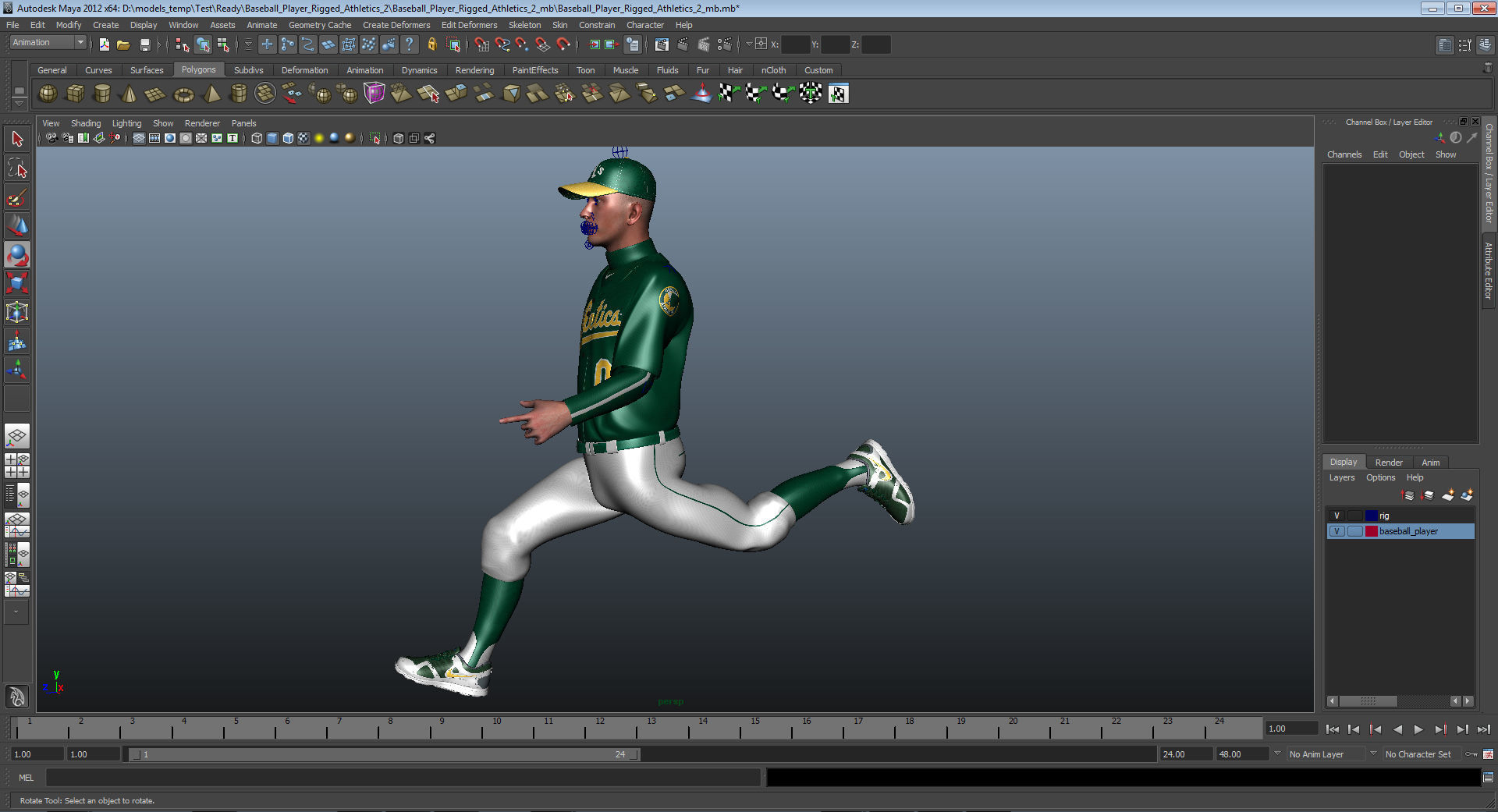 Baseball Player Athletics 2 Rigged for Maya 3D model_16