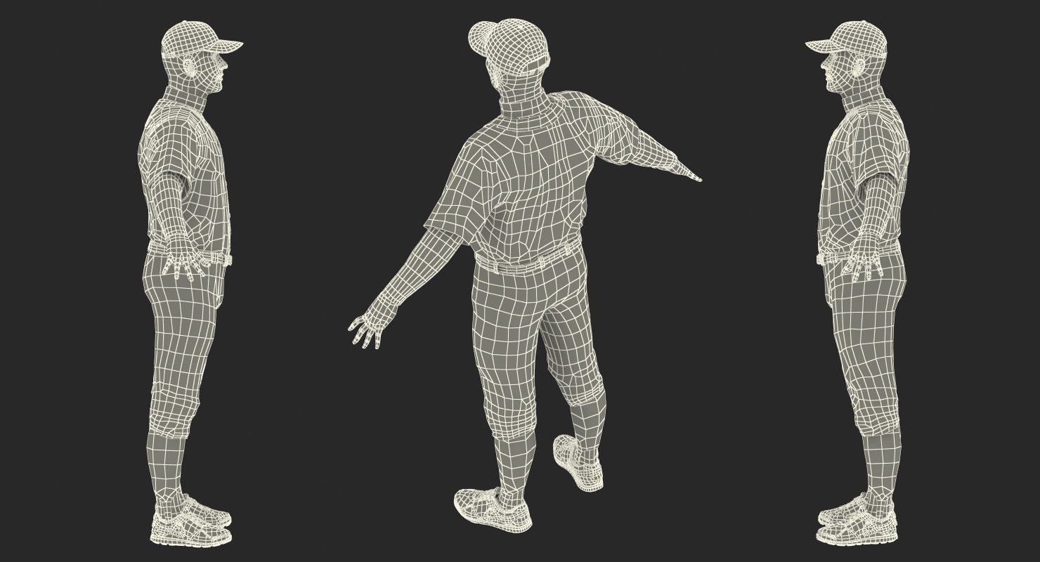 Baseball Player Athletics 2 Rigged for Maya 3D model_21