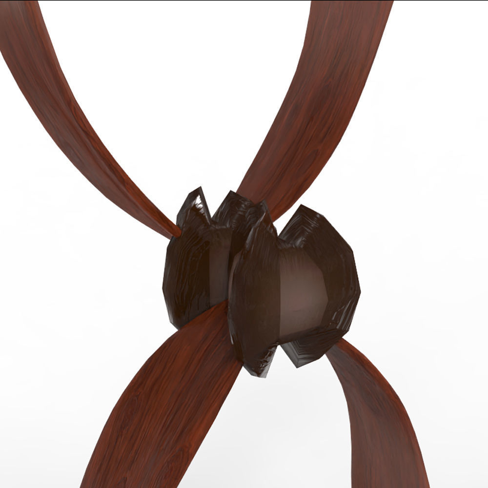 FONT X wooden sculpture with two long arms Low-poly 3D model_2