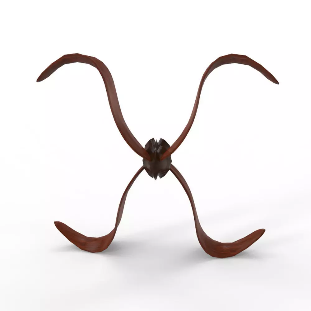 FONT X wooden sculpture with two long arms Low-poly 3D model_0