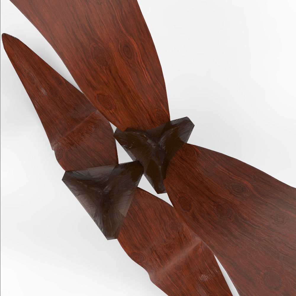 FONT X wooden sculpture with two long arms Low-poly 3D model_1