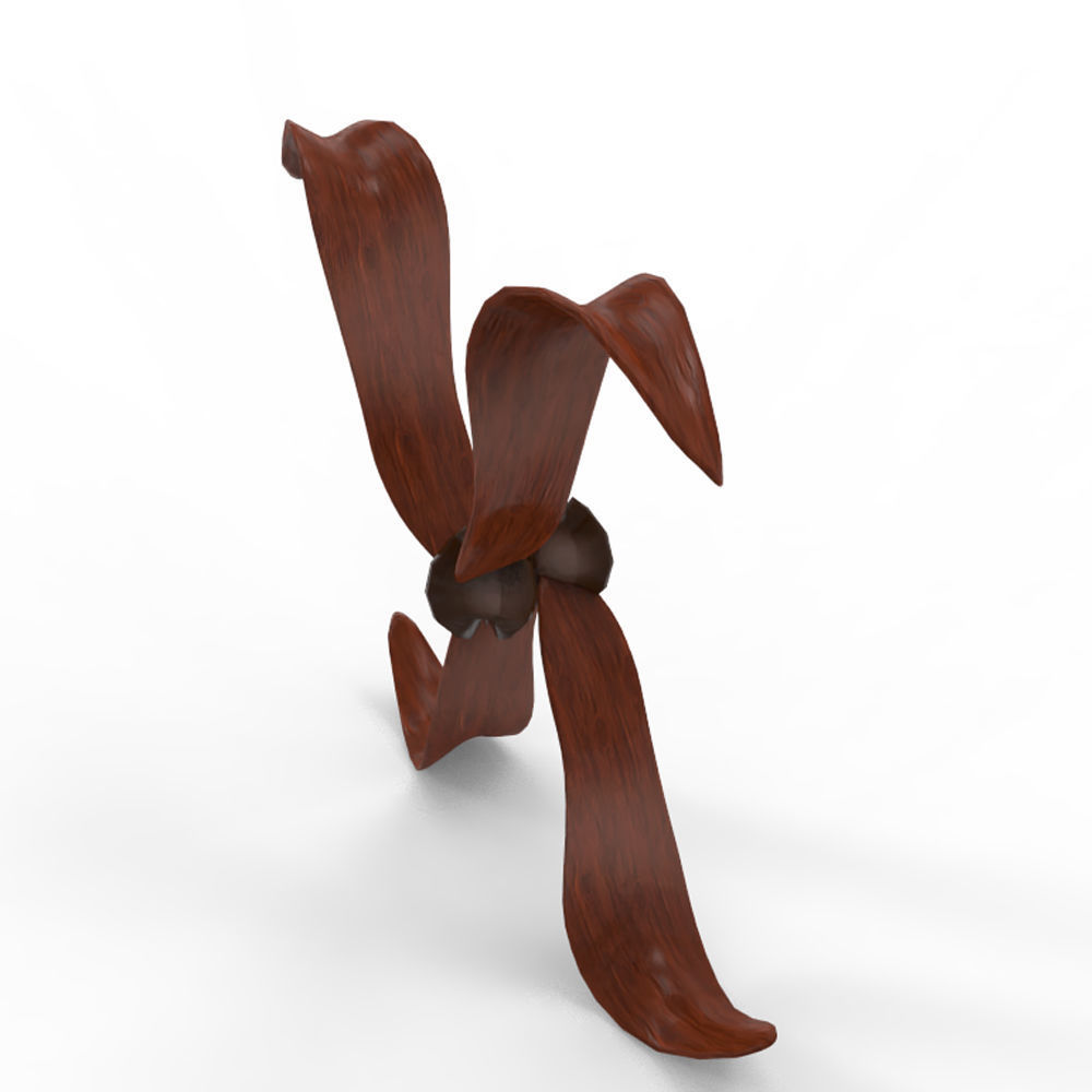 FONT X wooden sculpture with two long arms Low-poly 3D model_3
