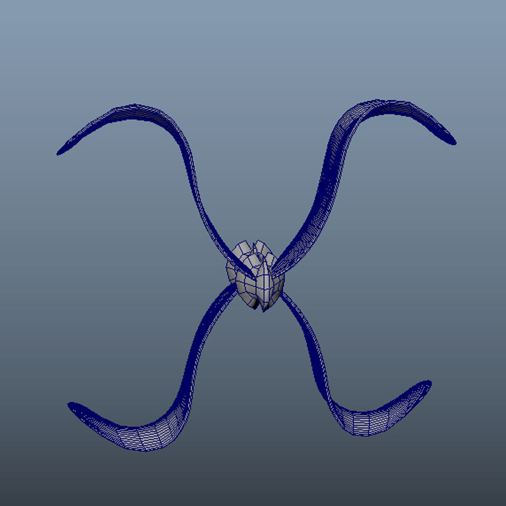 FONT X wooden sculpture with two long arms Low-poly 3D model_4