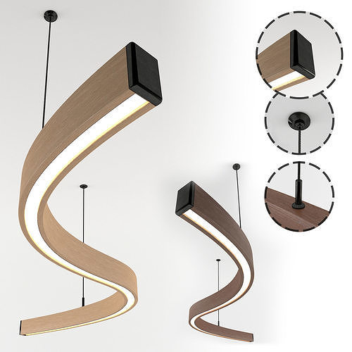 Wooden Lighting Pendant-01 Free low-poly 3D model