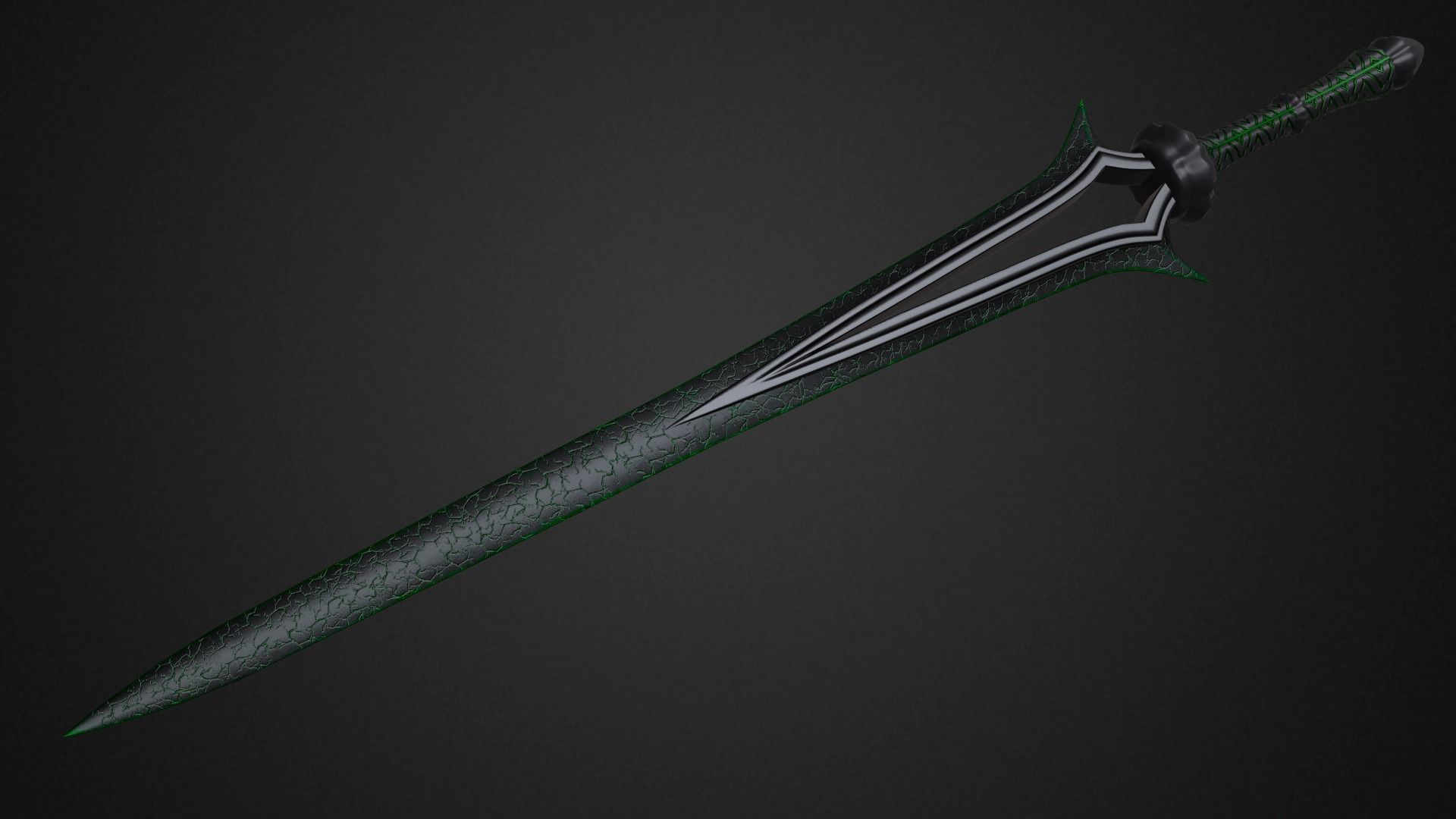 Dark sword Low-poly 3D model_3