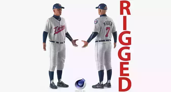 Baseball Player Rigged Twins 2 for Cinema 4D 3D model