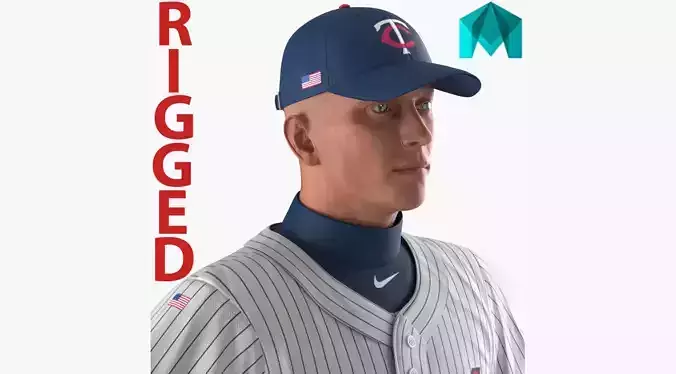Baseball Player Rigged Twins 2 for Maya 3D model