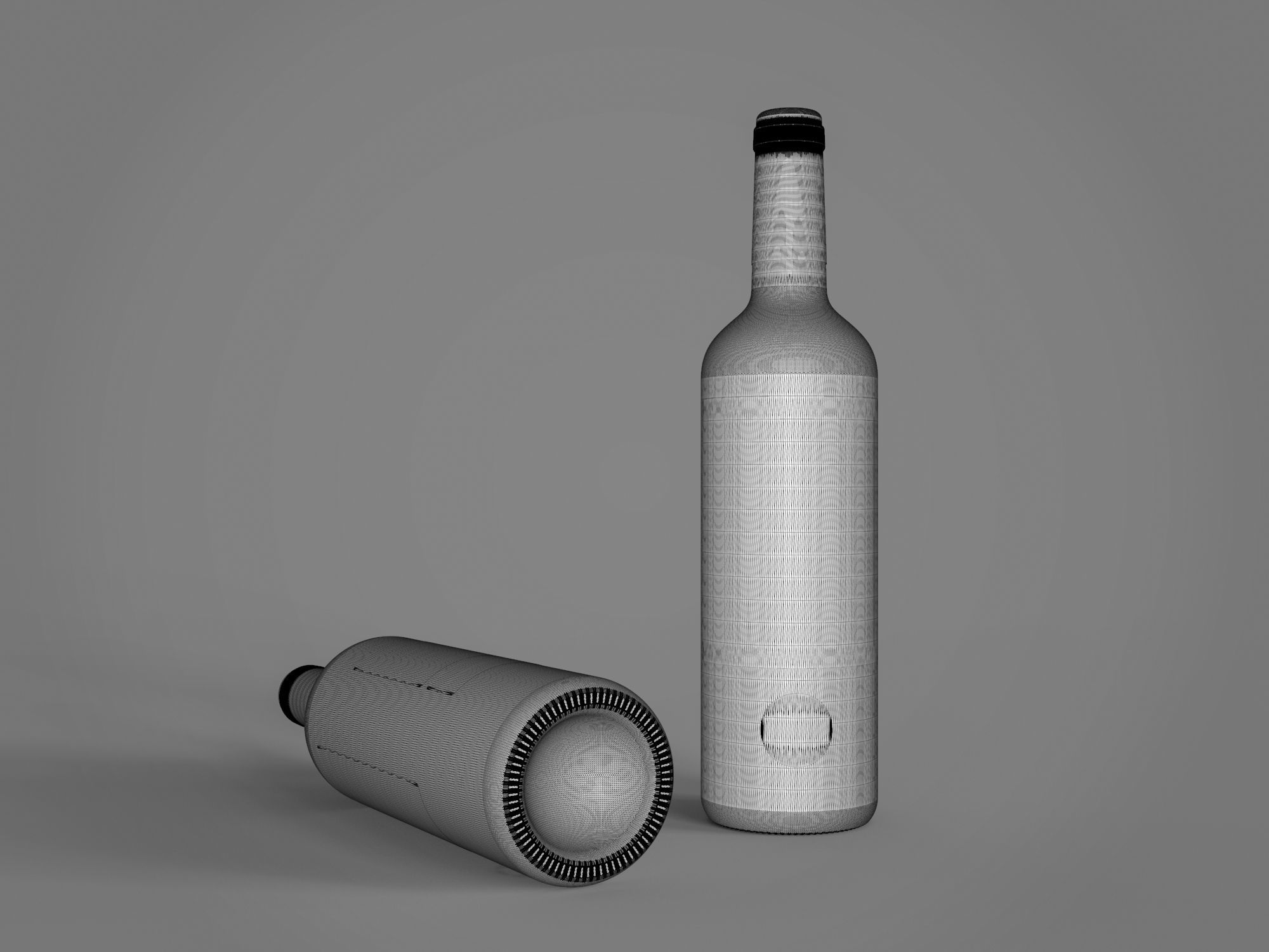 Wine Bottle And Glass 3D model_4
