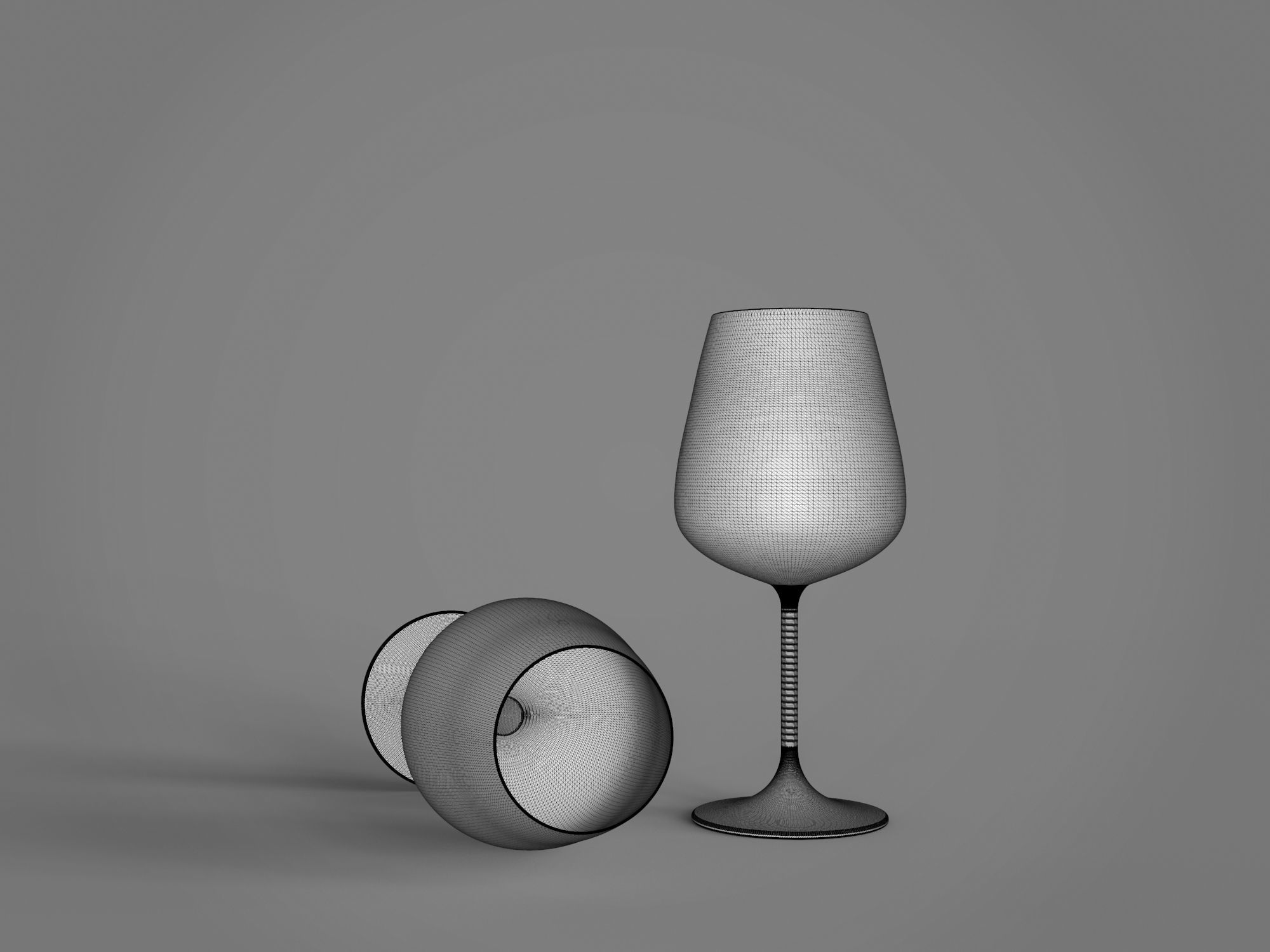 Wine Bottle And Glass 3D model_5