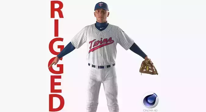 Baseball Player Rigged Twins for Cinema 4D