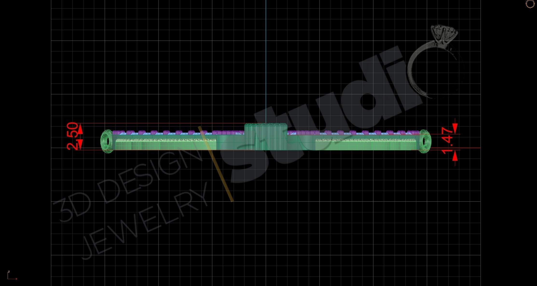 Angel wings pendant with gems 3d model 3D print model_5